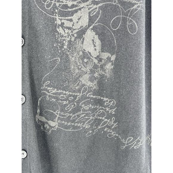 Y2K CALVIN KLEIN V-Neck Sweater Vest Adult XL Eagle Skull Graphic Print Grandpa - Picture 5 of 13